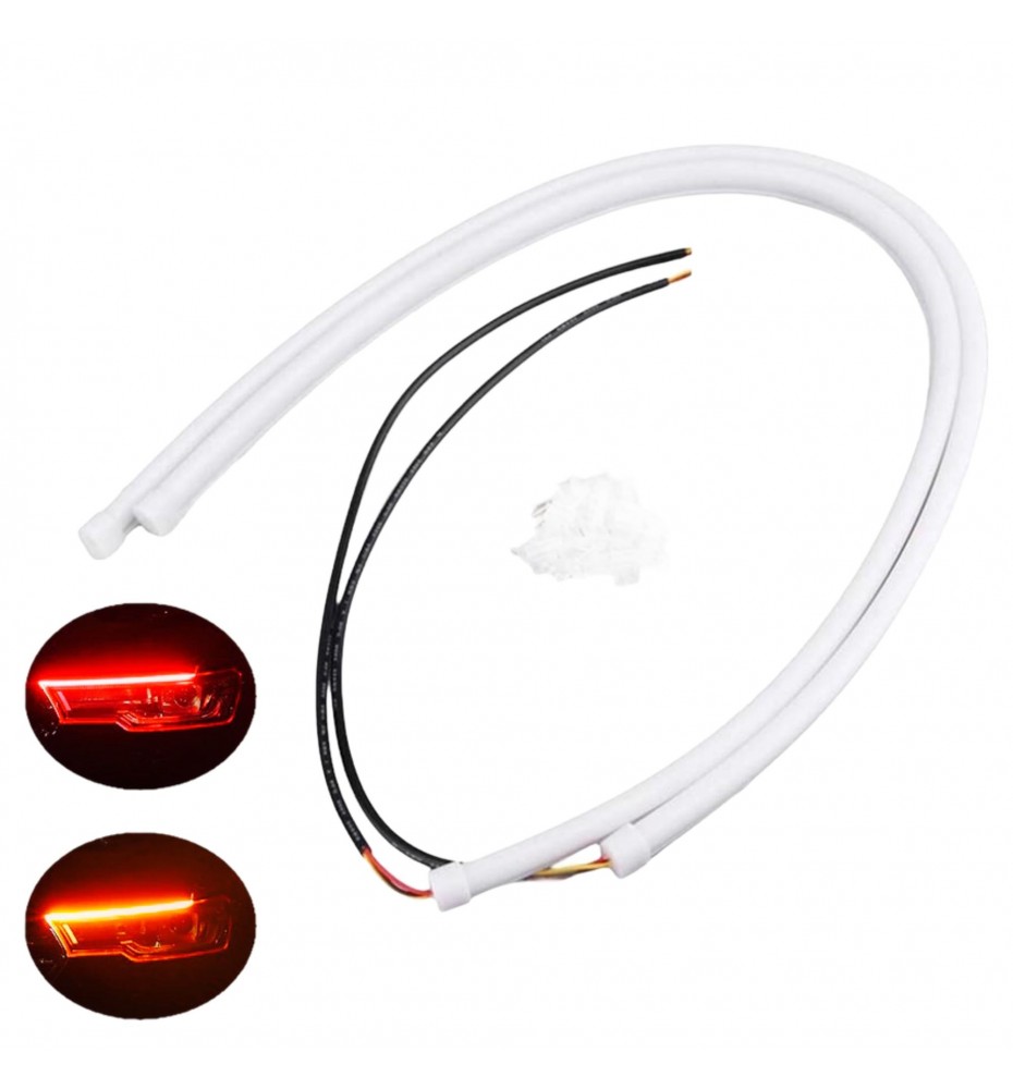 COPPIA TUBO FLESSIBILE LED 60CM BICOLOR ROSSO ARANCIONE