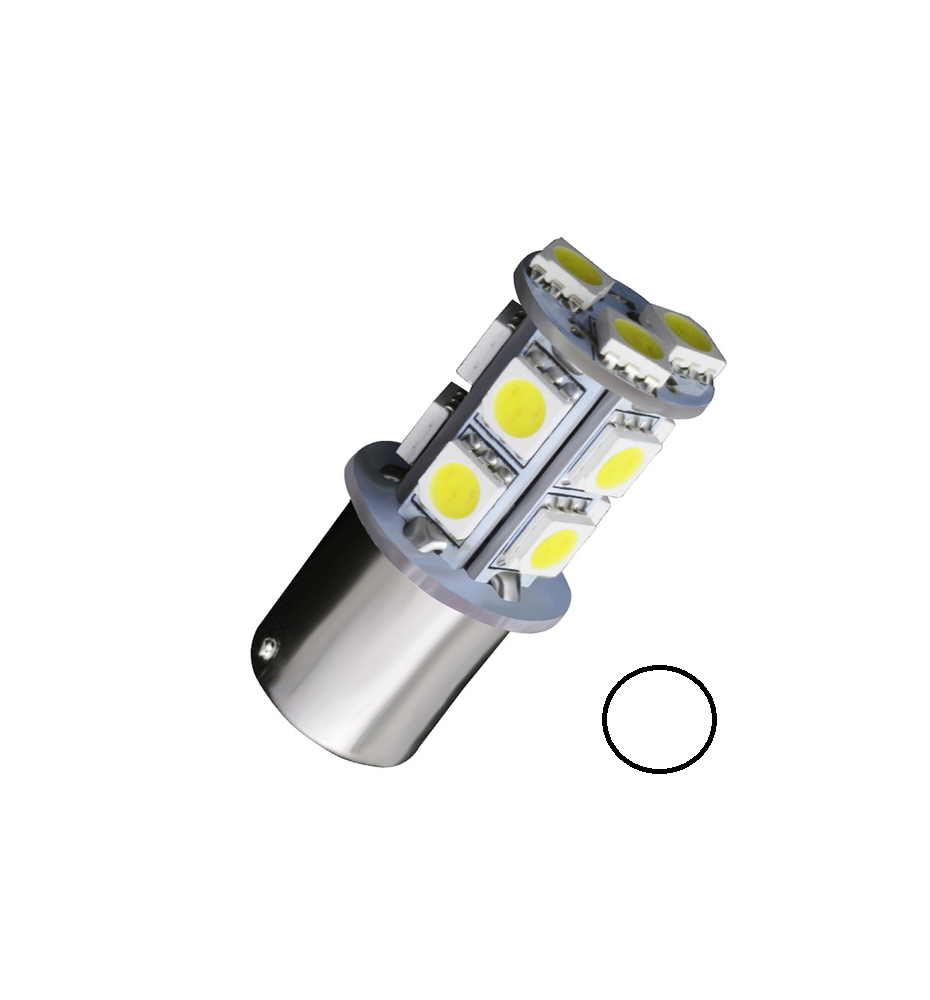 SINGOLA LAMPADA STOP POSIZIONE RETRO DIURNE P21W BA15S 13 LED 5050 BIANCO