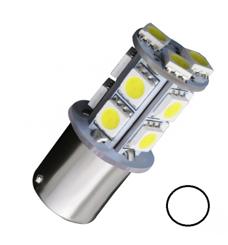 SINGOLA LAMPADA STOP POSIZIONE RETRO DIURNE P21W BA15S 13 LED 5050 BIANCO