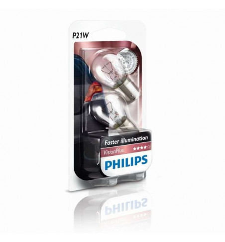 COPPIA LAMPADA PHILIPS VISIONPLUS P21W BA15S +50% LUCE 12498VPB2