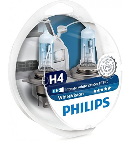 COPPIA H4 PHILIPS WHITE VISION 12342WHVSM 4300K +60% DI LUCE