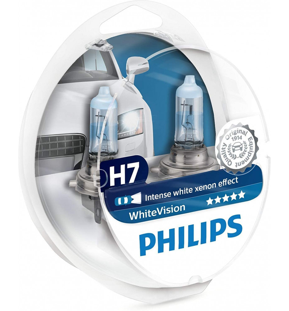 COPPIA H7 PHILIPS WHITE VISION 12972WHVSM 4300K +60% DI LUCE