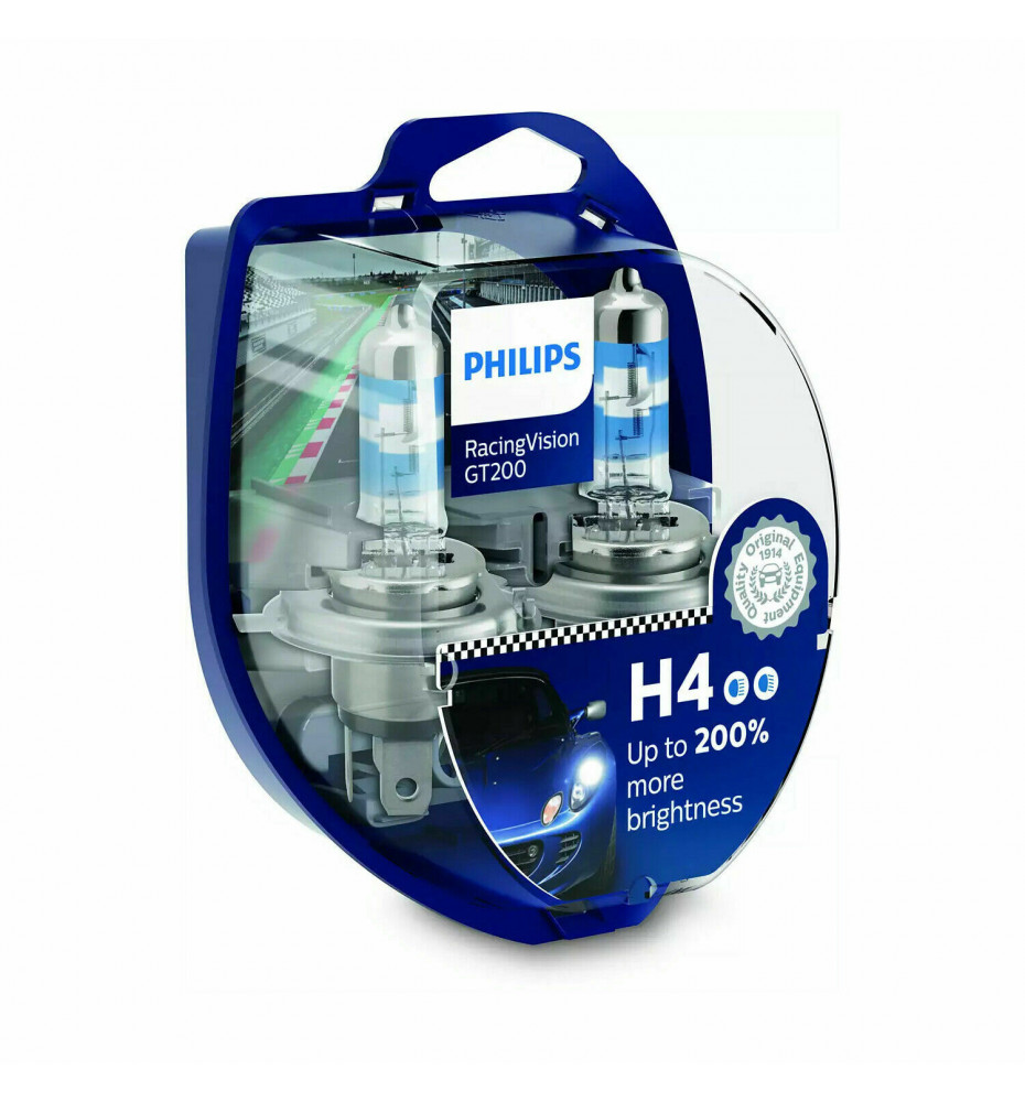 PHILIPS COPPIA H4 12V 60/55W  RACINGVISION GT200 +200%