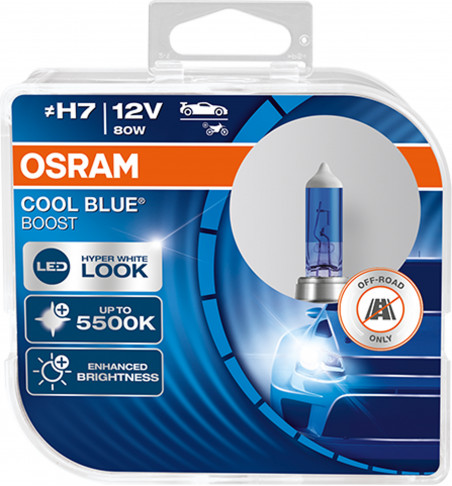 COPPIA H7 OSRAM COOL BLUE BOOST 5000K +50% 62210CBB-HCB