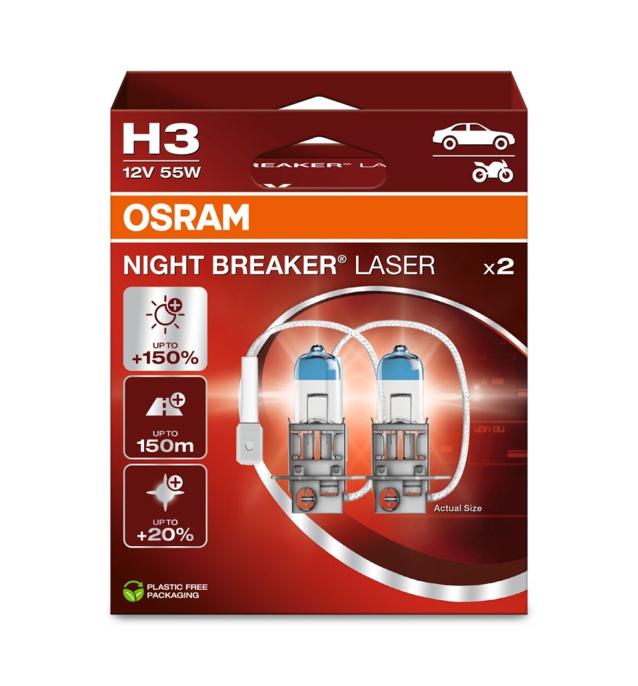 COPPIA H3 NIGHT BREAKER LASER 64151NL