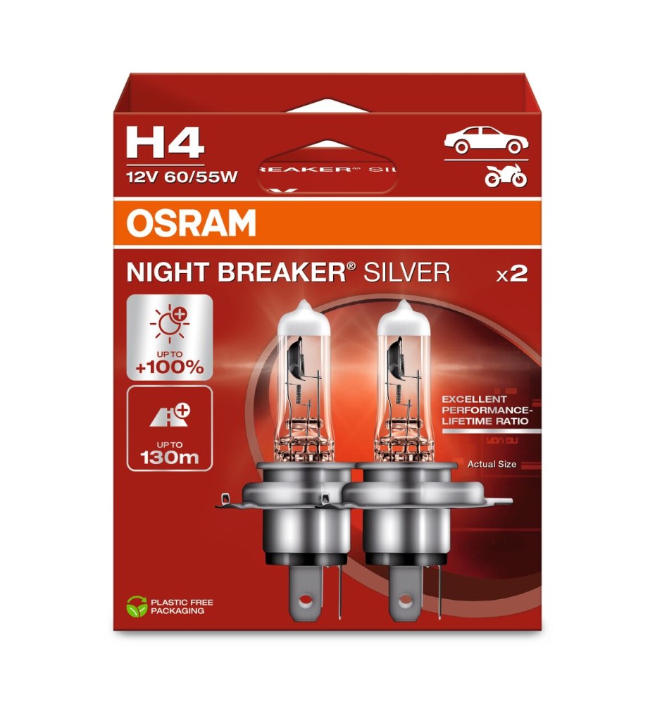 COPPIA H4 NIGHT BREAKER SILVER 64193NBS
