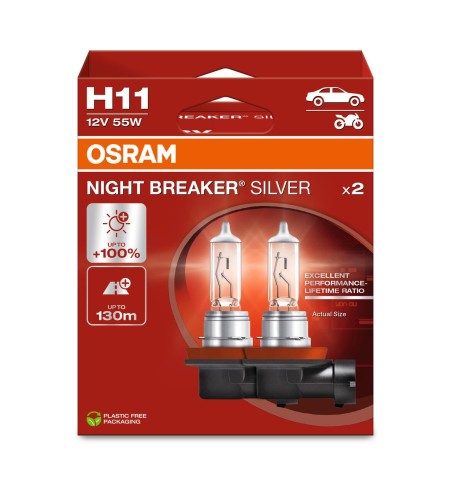COPPIA H11 NIGHT BREAKER SILVER 64211NBS